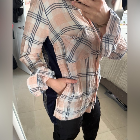 Free People plaid and bandana button-down shirt - Picture 4 of 9